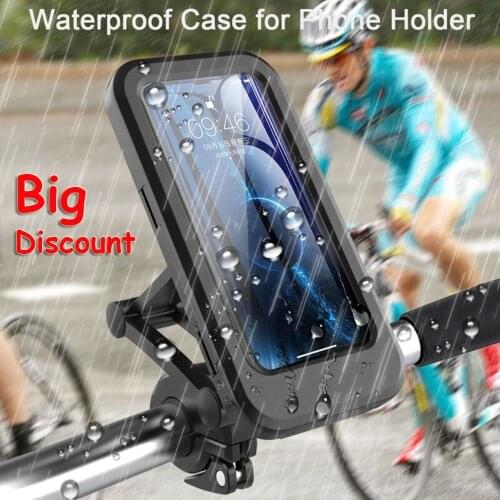 360 Rotatable Waterproof Bicycle Motorcycle Mobile Phone Holder Bike Handlebar Non-slip Clip Stand GPS Mount Bracket