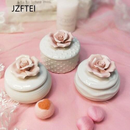 Europäischen stil Keramik mit Blume Schmuck Lagerung Box Delicate Runde Retro Schönheit Salon mit Kleine Porzellan Box Geschenk