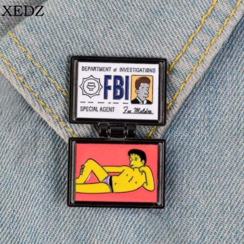 New fashion FBI department badge brooch enamel personality trend simple flip badge brooch unisex small gift