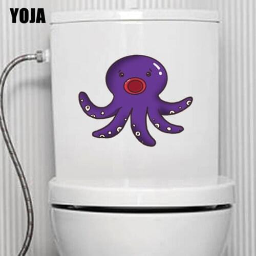YOJA 22.9X18.6CM Cartoon Cute Octopus Home Decor Wall Sticker Toilet Decal Funny Animal T3-1083