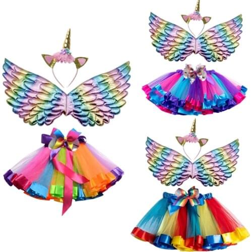 Girls Unicorn Tutu Skirt Children Princess Tutu Pettiskirts Ballet Dance Party Costume Baby Kids 2 3 6 8 Year Rainbow Petticoat