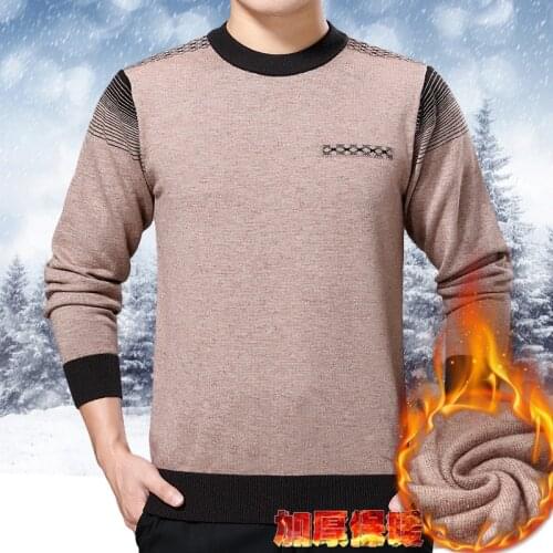 Winter Man Thick Sweater Casual Middle Aged Male Warm O-Neck Jumper Long Sleeve Knit Clothing Pullovers