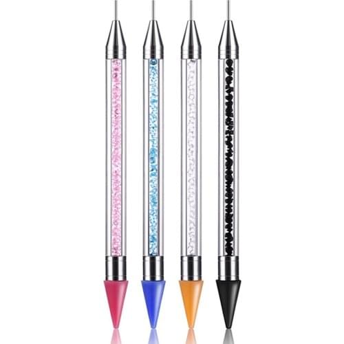 100Pcs Dual-ended Nail Dotting Pen Crystal Beads Handle Rhinestone Studs Picker Wax Pencil Manicure Nail Art Tool Wholesale