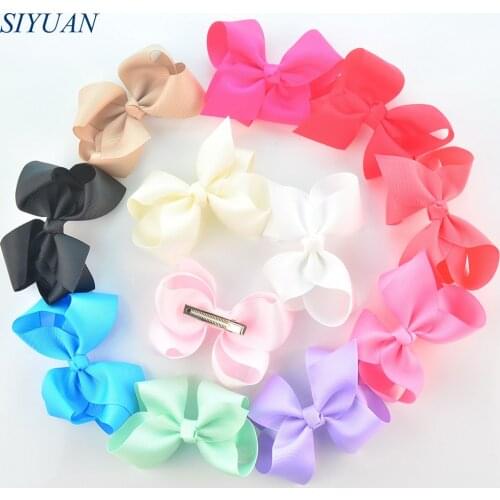 20pcs/lot Retail 4.5 inch Fashion Grosgrain Ribbon Hair Bow Knot Hair Clip Girl Daily Headwear 30 Color for U Pick On Sale H0265