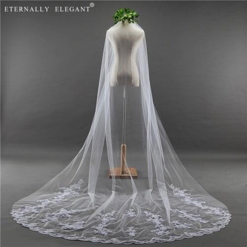 2018 Bridal Veil 3m Long White/Ivory Comb Lace Mantilla Cathedral Wedding Accessories Veu De Noiva Real Photos EE5004