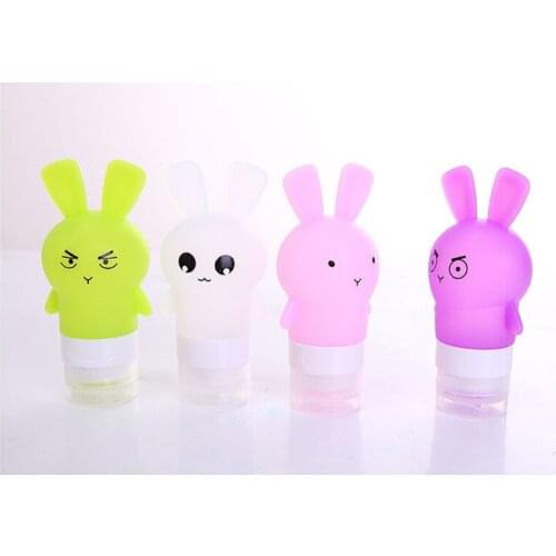 4pcs/set Cute 75ml Silicone Empty Portable Travel Press Makeup Refillable Container Bottles Tool For Shampoo Bath Liquid Lotion