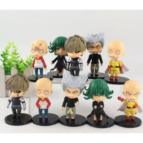 5Pcs/Set One Punch Man Saitama Genos Tatsumaki Garou Q Version PVC Figures Toys Dolls 10cm