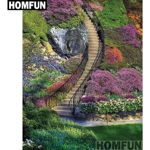 HOMFUN Full Square/Round Drill 5D DIY Diamond Painting "Ladder landscape" 3D Embroidery Cross Stitch 5D Home Decor A00884