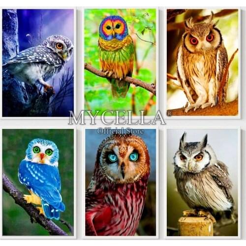 5D Diy Diamond Painting Owl Bear Diamond Embroidery Full Round Diamond Mosaic Craft Rhinestones Paintings Animals Needlework