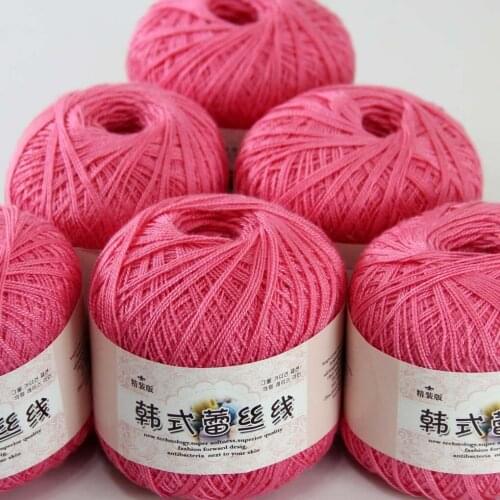 Free Shipping 8Balls X50g New Soft Hand Knitting High Quality 100% Cotton Crocheted YarnBerry Pink 16103