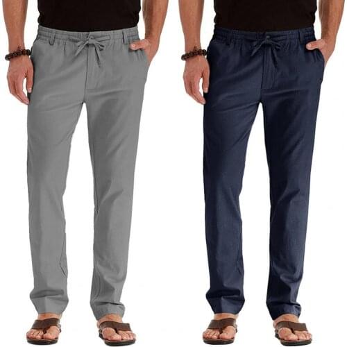 Mid Rise Suit Pants Men Elastic Waist Breathable Drawstring Straight Pants Business Trousers Workwear Hot Sale Male Pants 2021