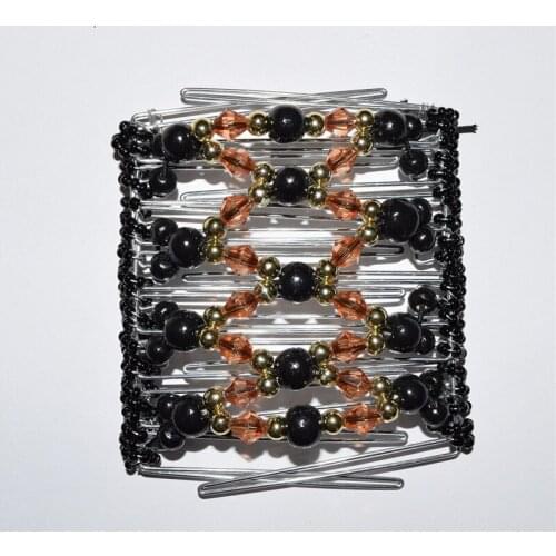 Black and brown beads metal comb girls women lady wedding pary best gift magic comb 10 pcs /lot