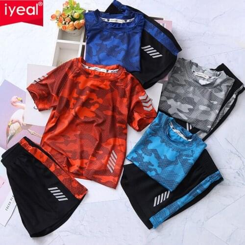 IYEAL Children Clothing Sets Tops+Pants Sets Print T Shirt Boys Kids Shorts Sport Suit Baby Boys T-shirt 4 5 6 7 8 9-12 Years