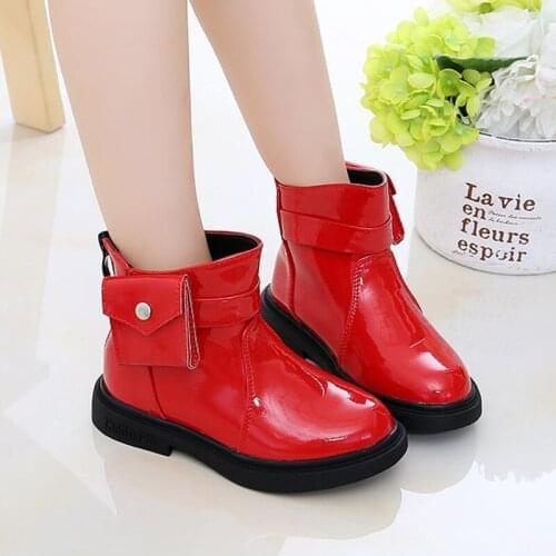 Childrens Fashion Leather Boots Winter New Girls Small Backpack Short Boots Korean Princess Shoes Girls Soft Warm Shoes D952