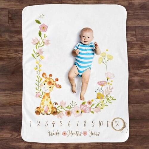 Baby Monthly Record Growth Milestone Blanket Newborn Animal Pattern Photography Props Photo Creative Background Cloth Gifts