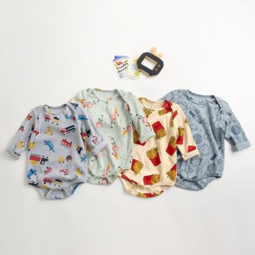 Baby Romper Pyjamas Kids Clothes Long Sleeves Children Clothing Cartoon Printed Overall Children Boy Girl Clothes Ribbed Romper
