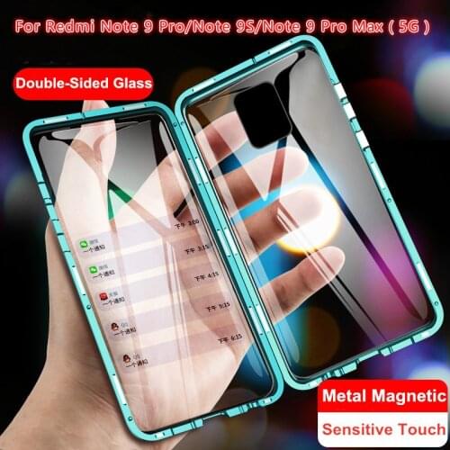 Double Sided Tempered Glass Full Protect Case for Redmi Note 9S Magnetic Adsorption Case for Redmi Note 9 Pro Max 5G phone cover