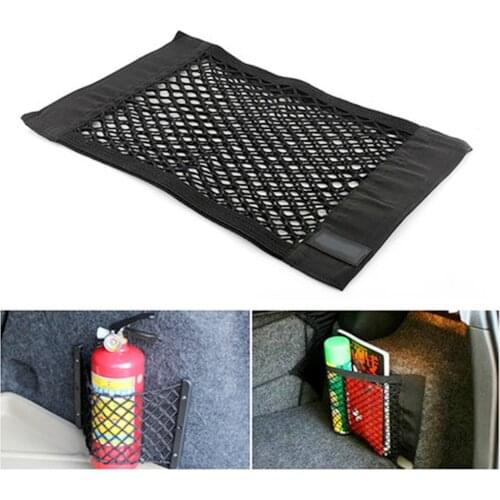 Car Back Rear Trunk Seat Elastic String Net Magic Sticker Mesh Storage Bag Pocket Cage Auto Organizer Seat Back Bag