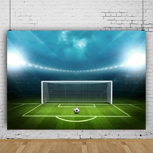Football Goal Green Grass Vinyl Background Backdrop Props Boys Birthday Portrait Photography Decors Video Photocall