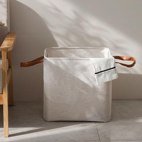 Cotton Linen Storage Bag Japan Style Foldable Laundry Basket With Handle Kids Toys Clothes Magazine Home Office Supply