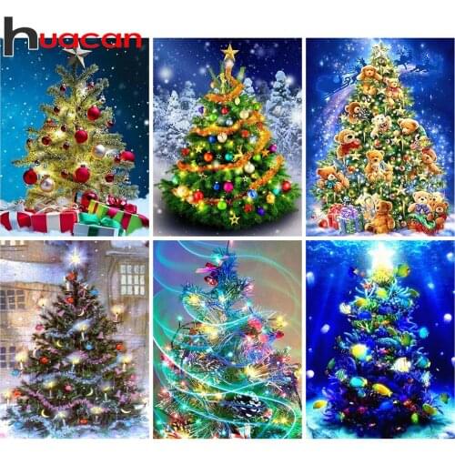 Huacan 5D DIY Diamond Painting Christmas Tree Full Square/Round Diamond Embroidery Mosaic Kit Decorations Home