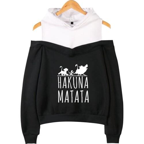 The Lion King Simba Hakuna Matata Off Shoulder Hoodie Top Quality Fashion Fleece Hoodies Sweatshirt Casual Jacket Brand Clothes