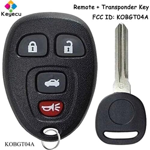 KEYECU 4 Buttons Remote Control Car Key & Ignition Key ID46 Chip - FOB for Buick/ Saturn/ Pontiac/ Chevrolet FCC ID: KOBGT04A