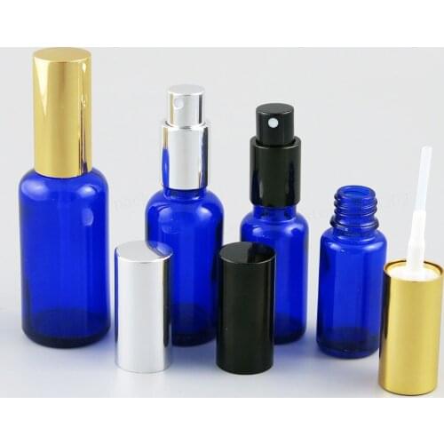 Cobalt Blue Glass Bottle With Aluminium Mist Sprayer Empty Travel Glass Parfum Bottle 100ML 50ML 30ML 20ML 15ML 10ML 200PCS