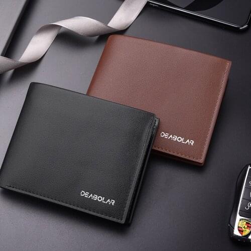 Purses Credit Card Holder Business Male Purse Casual Mens Wallets Leather Solid Luxury Wallet Men Pu Leather Slim Bifold Short