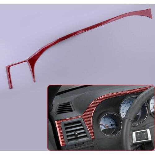 Car Red Driver Dashboard Panel Cover Trim Carbon Fiber Fit For Dodge Challenger 2008 2009 2010 2011 2012 2013 2014 LHD