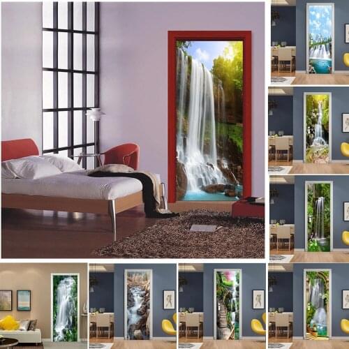 Creative Landscape Home Decor Poster Waterproof Room Diy Waterfall 3d Peel And Stick Wallpaper Self-adhesive Door Stickers