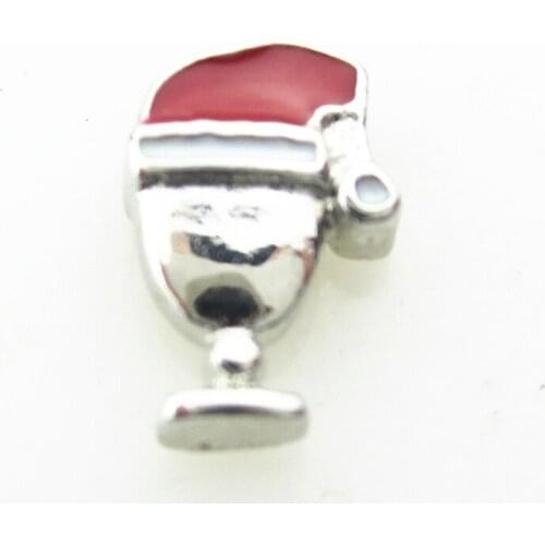 Hot Selling 30pcs Christmas wine Floating Charms Living Glass Memory Floating Lockets Pendants Charms DIY Jewelry Charm