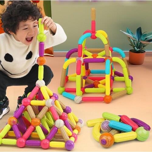 Zq Magnetic Rods Childrens Large Particle Building Blocks Assembling Puzzle Magnetic Early Education Toys for Babies