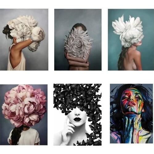 Fashionable art style beauty printing heat transfer sticker DIY iron in women clothes pillow canvas bag patch can be washed