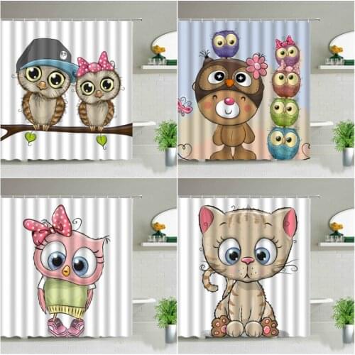 Cartoon panda owl curtains for bath shower Curtains curtains in the bathroom curtains in the room Shower curtain Shower curtain