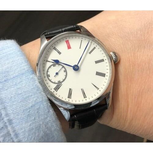 Sapphire crystal or Mineral glass 40mm no logo Enamel White dial Asian 6497 17 jewels movement Mens Mechanical watches 81-20