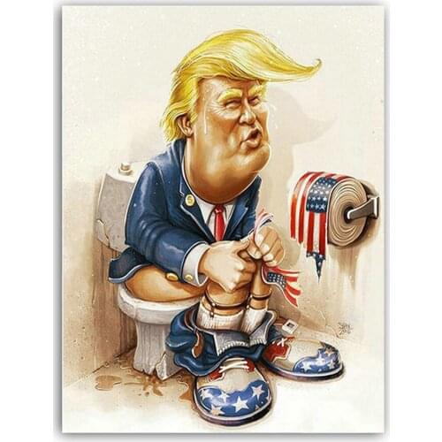 DIY 5D Diamond Mosaic Kits Cartoon President Toilet Full Square Diamond Painting Cross Stitch Diamand Embroidery Home Decor