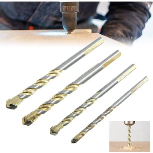 4pcs 6-12mm Twist Drill Bits Set Ceramic Tile Bit Wood Metal Drilling Hole Cutter Household Overlord Drill Power Tool Part
