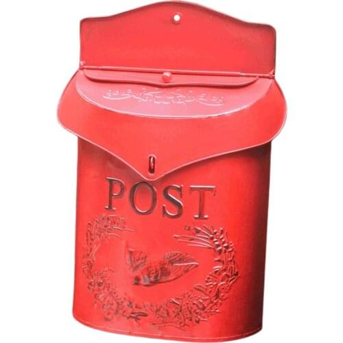 Wall Mounted Post Box Iron Outdoor Mailbox Weatherproof Outside Letter Box Postbox for Indoor Outdoor Decors