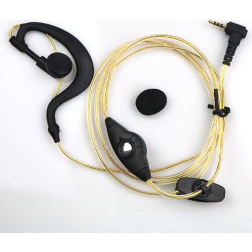 （Wholesale）20 pcs 2.5mm golden two-way radio headset Suitable for mini walkie talkie for protable radio headset with ptt button