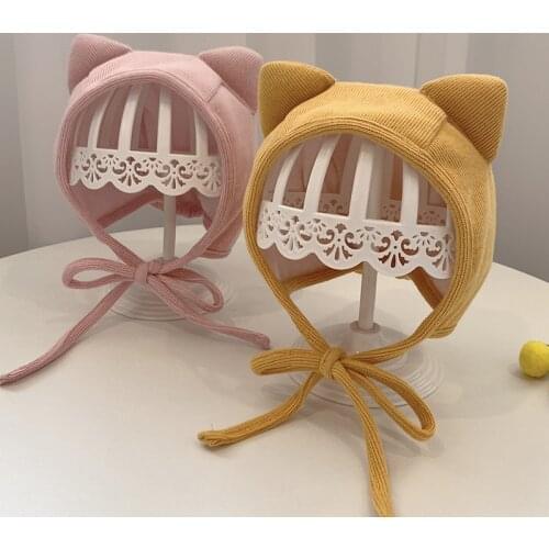 Autumn Winter Warm Baby Hat Cute Cartoon Infant Baby Boy Girl Cap Ear Protection Hats Solid Color Kids Children Beanie bonnet