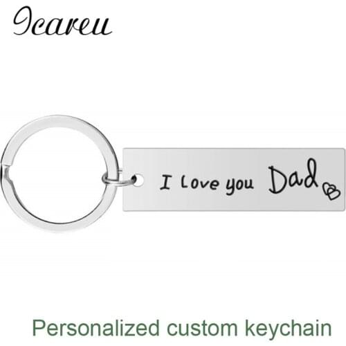 Simple Personalized Customized Keychain Silver Color Stainless Steel Keychain Gifts For Father I LOVE YOU DID