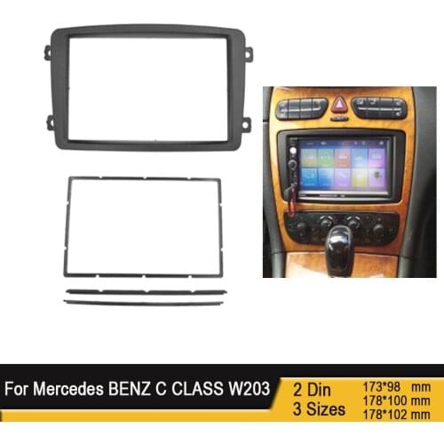 2Din Fascia For Mercedes Benz C Class W203 2002-2004 DVD Stereo Panel Frame Mounting Dash Installation Trim Kit Bezel