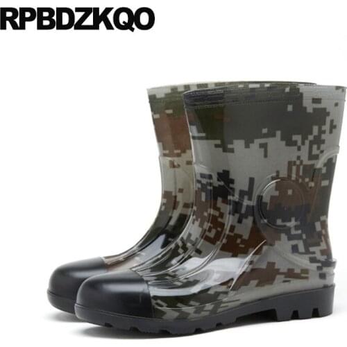 Rubber Fishing Boots Men Rain Ankle Fur Waterproof Short Autumn Slip On Pvc Cheap Rainboots Winter Shoes Designer Camouflage