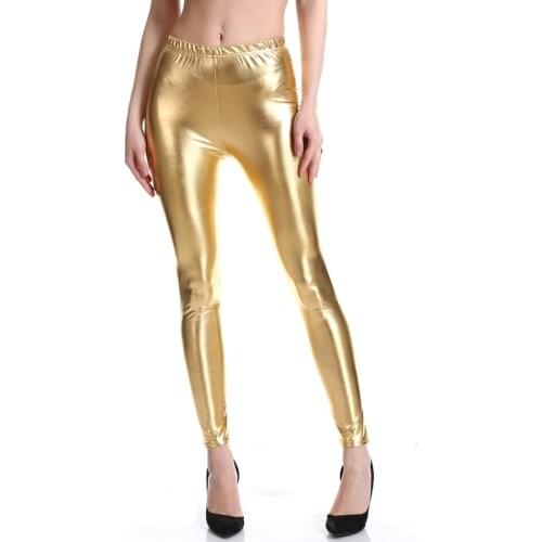Sexy liquid Wet Look Shiny Metallic Stretch Leggings Women 70s 80s Neon Glossy Skinny Leggings Disco Dance Costume Pants