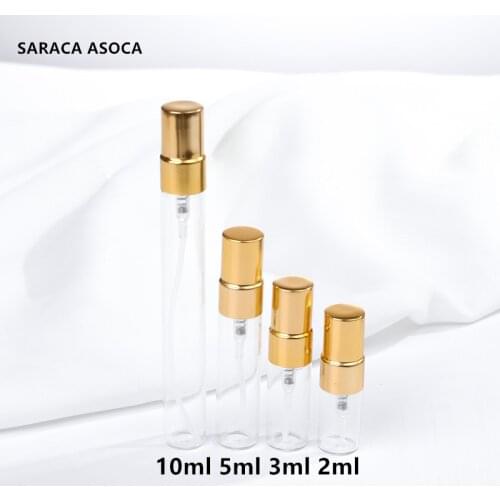 5ML 100Pieces/lot Mini Glass Perfume Bottles With Metal Spray Empty Parfum Case Refillable Perfume Bottle Sample Gold Silver