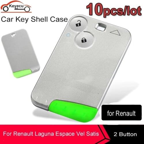 KEYECU 10x Replacement Remote Car Key Card Shell Case With Blade 2 Button For Renault Laguna 2 clio 3 Espace auto Smart Card Key