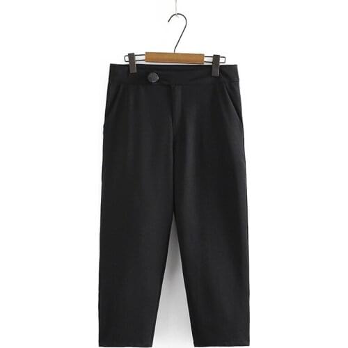 Plus Size Womens Elastic Waist Solid Color Ankle Pants