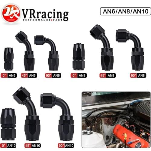 1 Pieces Black AN6 8 10 Straight 45 90 Degree Oil Fuel Swivel Hose End Fitting Oil Hose End Adaptor Kit