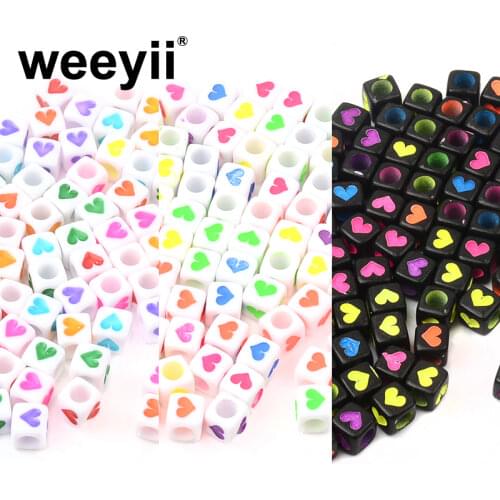 100pcs 6mm Love Heart Cube Loose Spacer Beads For Jewelry Making Handmade Diy Bracelet Necklace